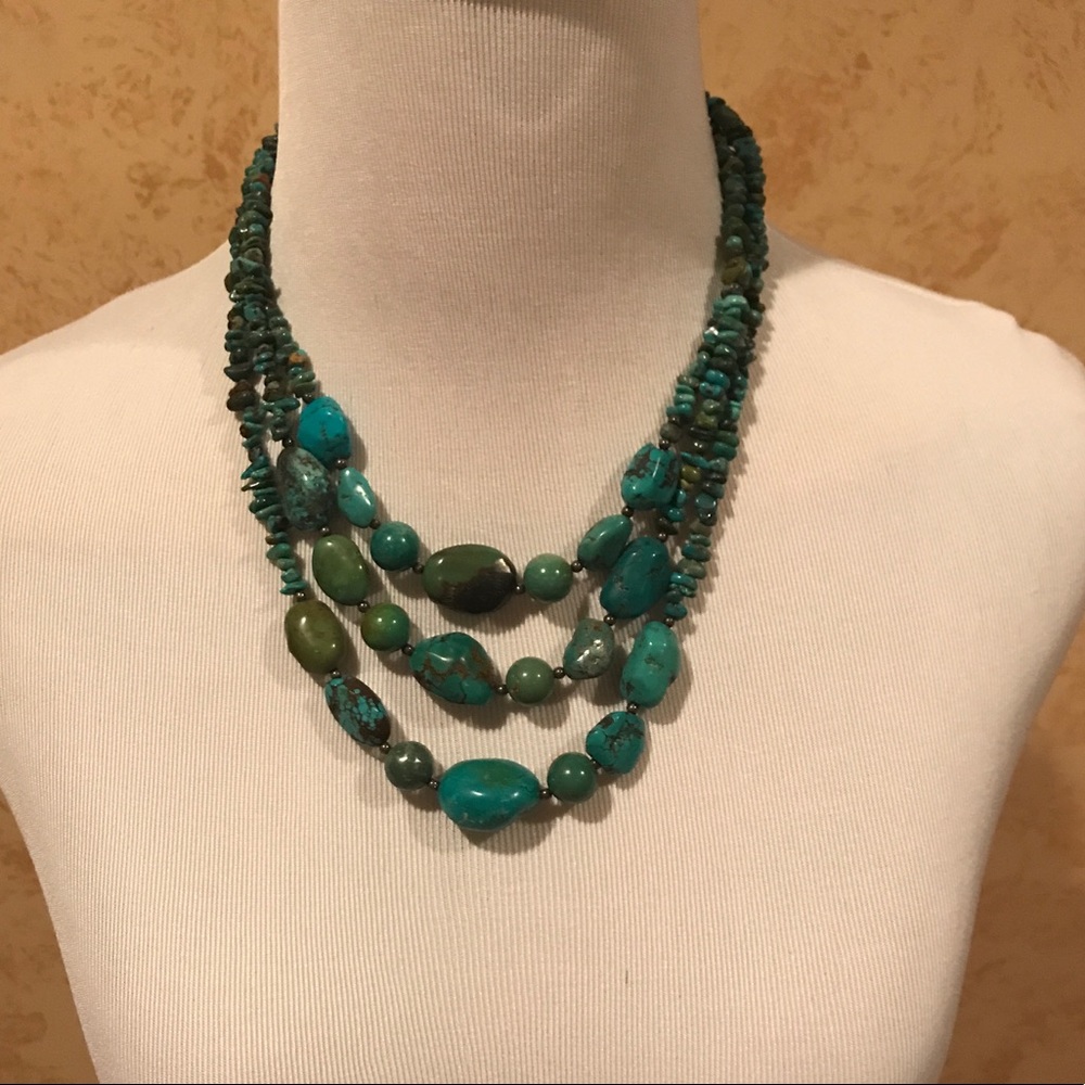 Jay King -DTR - 3 Strand Graduated Bead Turquoise Necklace